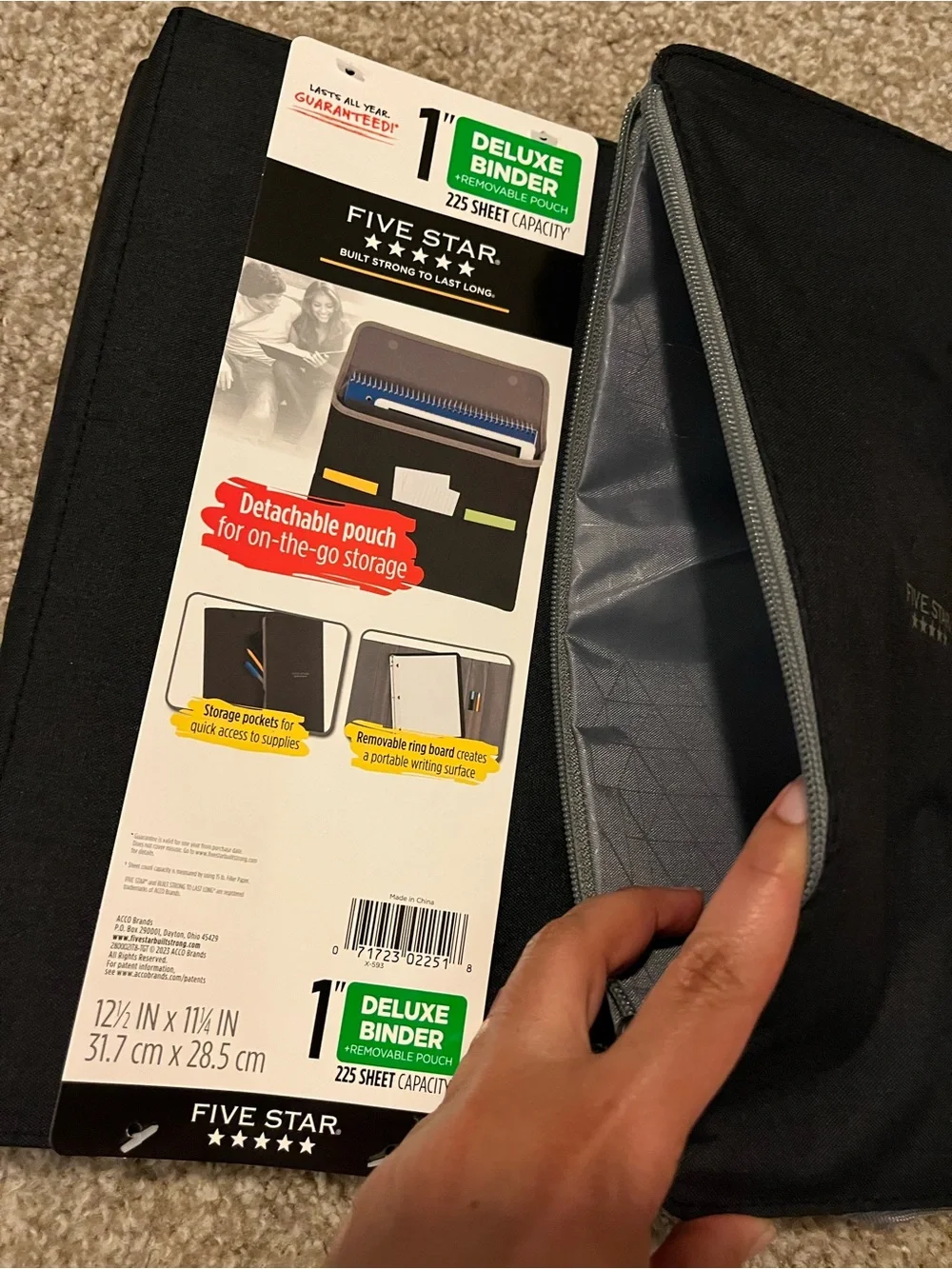 NWT Five Star Mead 1 inch Deluxe binder with zipper